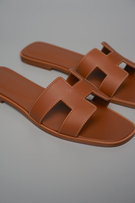 Hermes Oran Sandals in Gold Size 38 (Brand New)