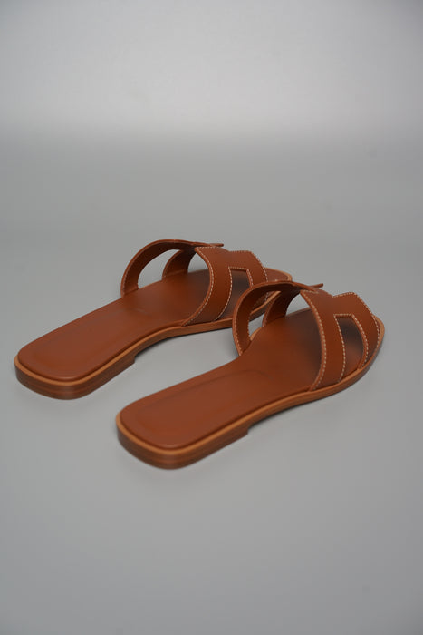 Hermes Oran Sandals in Gold Size 38 (Brand New)