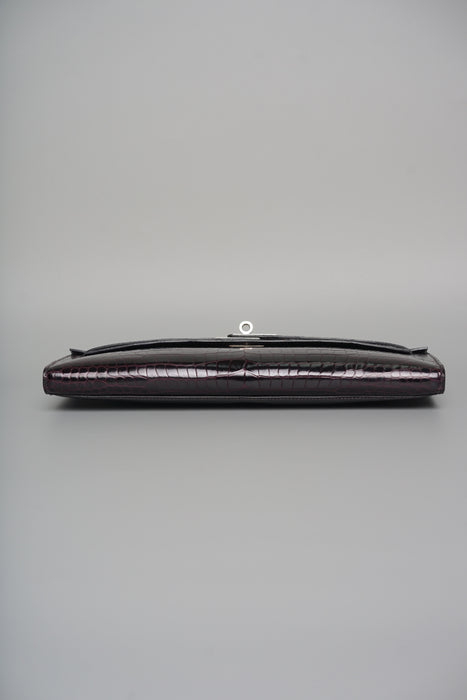 Hermes Kelly Cut in Prunoir Shiny Porosus