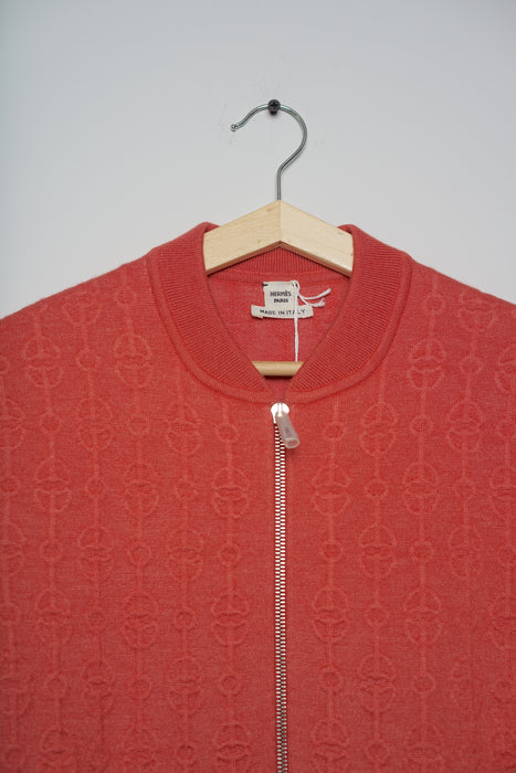 Hermes "Torsades Cliquetis Unies" Zipped Jacket in Rose Boise Size 36