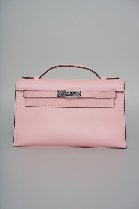 Hermes Kelly Pochette in Rose Sakura Phw (Brand New)