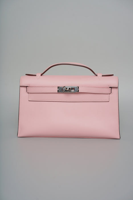 Hermes Kelly Pochette in Rose Sakura Phw (Brand New)