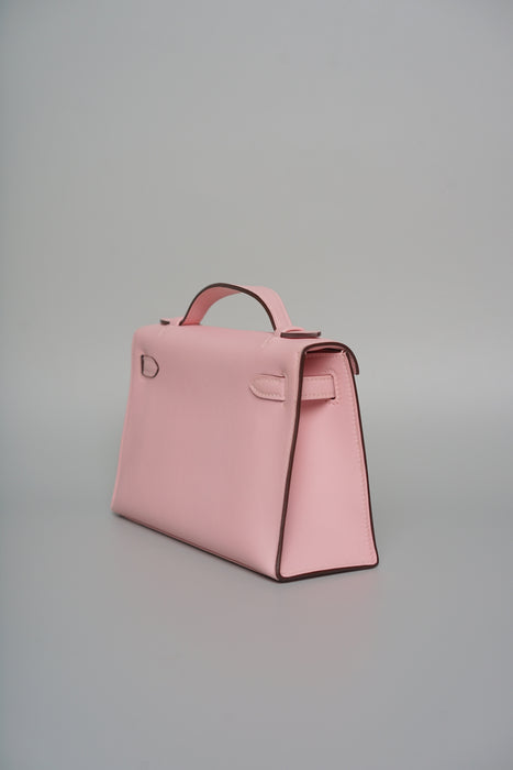 Hermes Kelly Pochette in Rose Sakura Phw (Brand New)