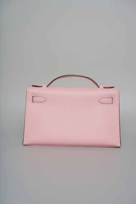 Hermes Kelly Pochette in Rose Sakura Phw (Brand New)