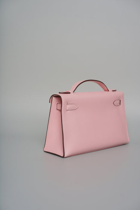Hermes Kelly Pochette in Rose Sakura Phw (Brand New)