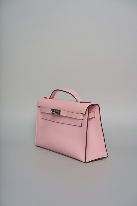Hermes Kelly Pochette in Rose Sakura Phw (Brand New)