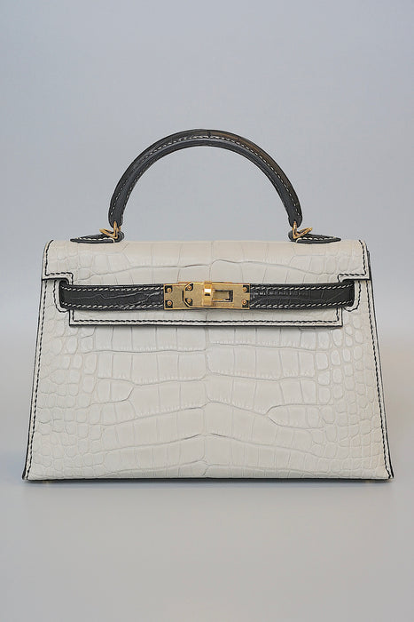 Hermes HSS Kelly 20 in Gris Perle Matte Alligator x Black Ghw