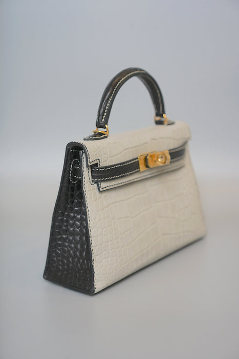 Hermes HSS Kelly 20 in Gris Perle Matte Alligator x Black Ghw
