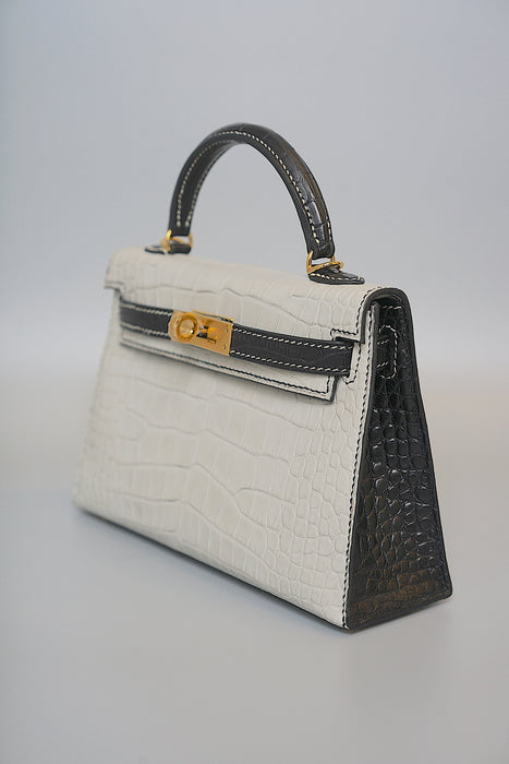Hermes HSS Kelly 20 in Gris Perle Matte Alligator x Black Ghw