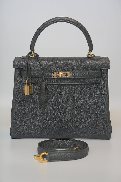 Hermes Kelly 25 in Black Togo Ghw