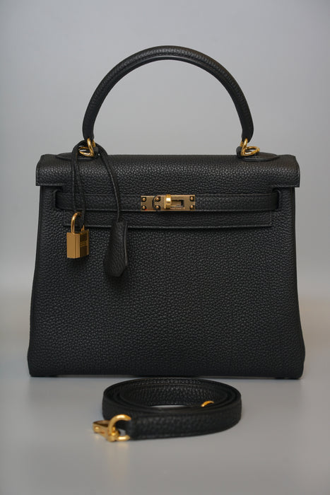 Hermes Kelly 25 in Black Togo Ghw (Brand New)