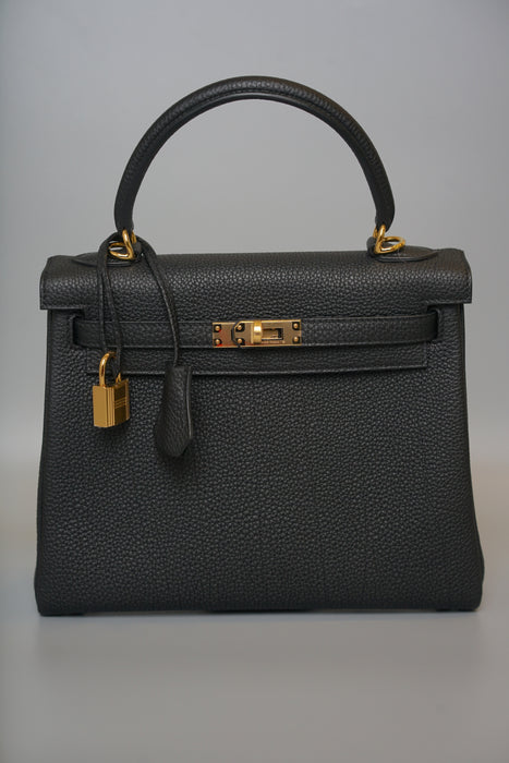 Hermes Kelly 25 in Black Togo Ghw (Brand New)