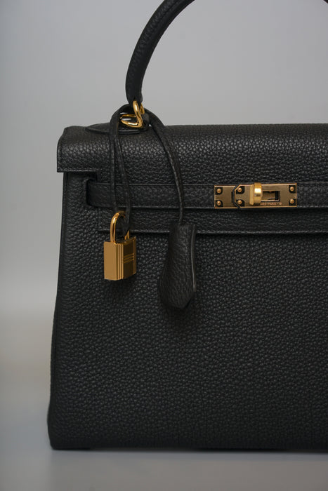 Hermes Kelly 25 in Black Togo Ghw (Brand New)