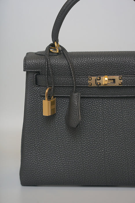 Hermes Kelly 25 in Black Togo Ghw