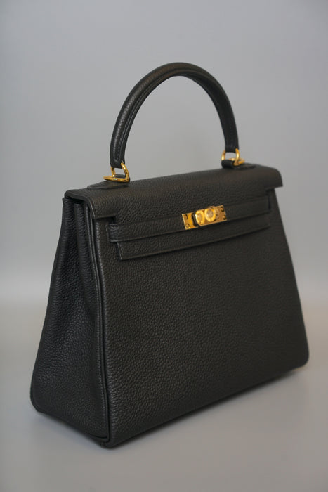 Hermes Kelly 25 in Black Togo Ghw (Brand New)