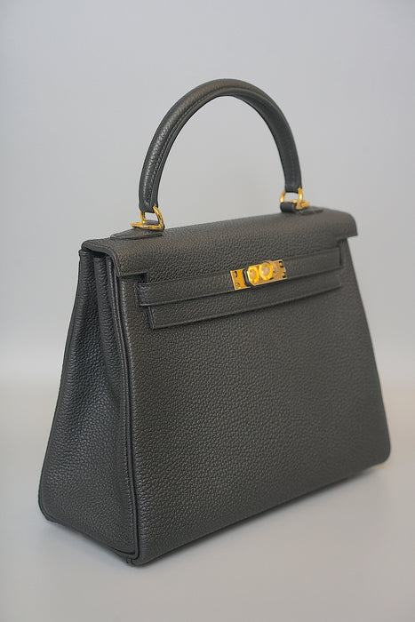 Hermes Kelly 25 in Black Togo Ghw