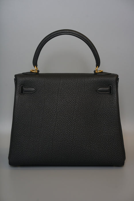 Hermes Kelly 25 in Black Togo Ghw (Brand New)