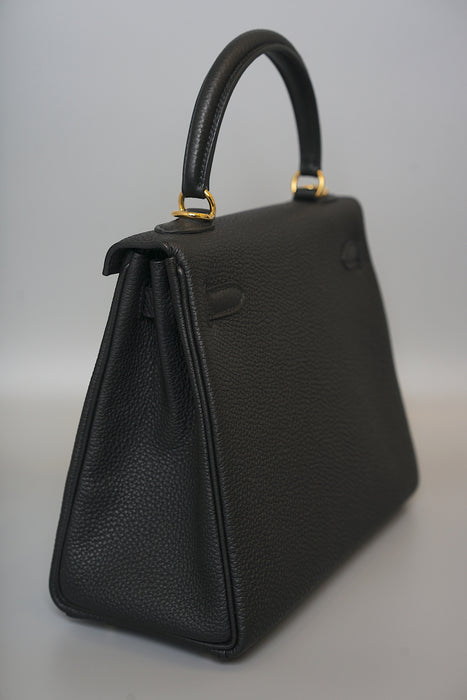Hermes Kelly 25 in Black Togo Ghw