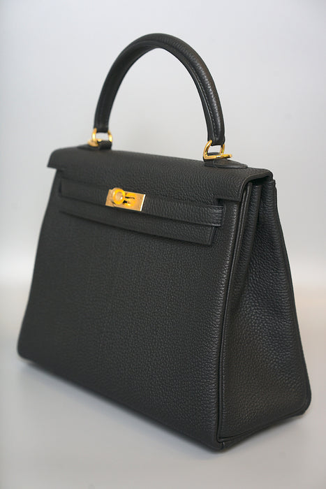 Hermes Kelly 25 in Black Togo Ghw
