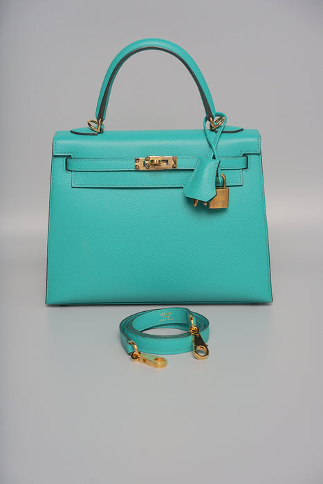 Hermes Kelly 25 in Vert Verone Ghw