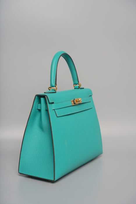 Hermes Kelly 25 in Vert Verone Ghw
