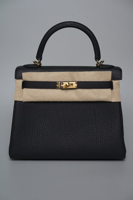 Hermes Kelly 25 in Noir Togo Ghw (Brand New)