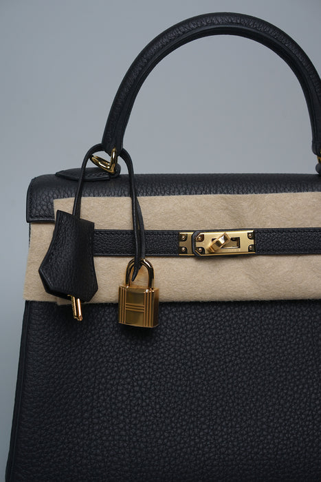 Hermes Kelly 25 in Noir Togo Ghw (Brand New)