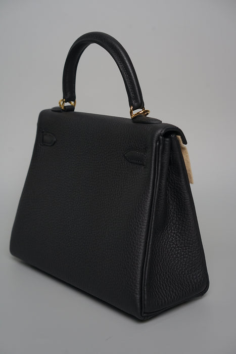 Hermes Kelly 25 in Noir Togo Ghw (Brand New)