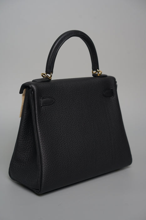 Hermes Kelly 25 in Noir Togo Ghw (Brand New)