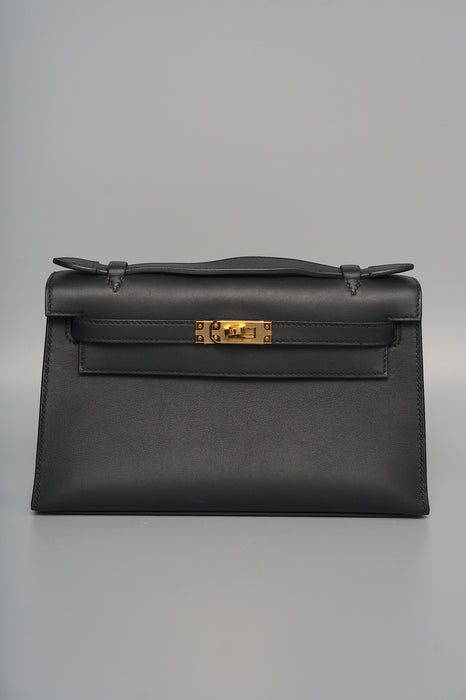 Hermes Kelly Pochette in Black Ghw( Brand New)