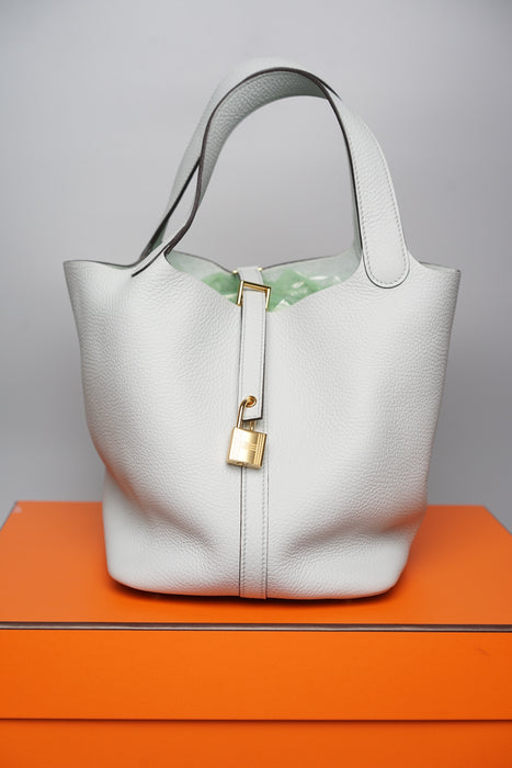 Hermes Picotin 22 in Bleu Pale Ghw (Brand New)