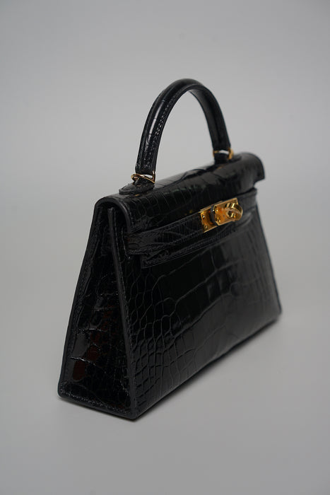 Hermes Kelly II Sellier 20 in Noir Shiny Alligator Ghw