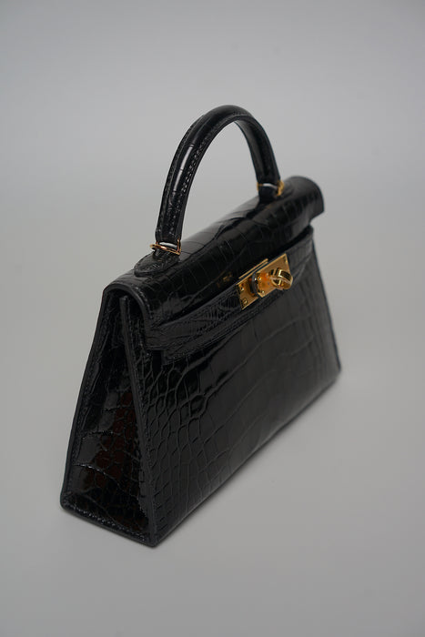 Hermes Kelly II Sellier 20 in Noir Shiny Alligator Ghw