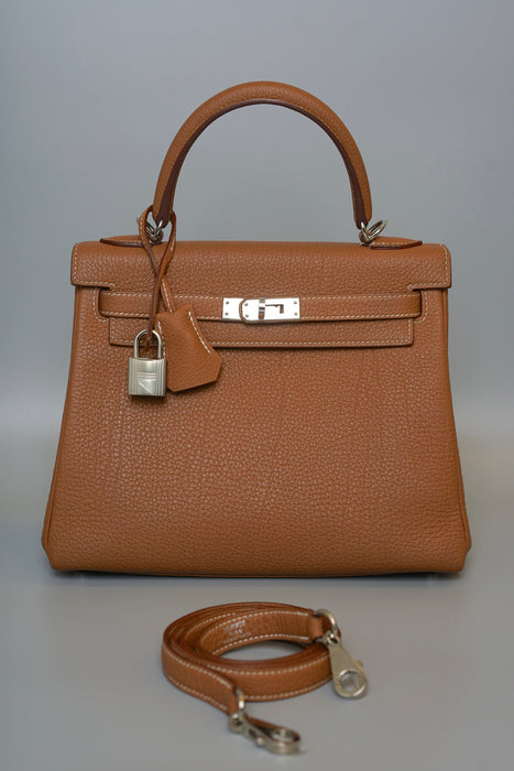 Hermes Kelly 25 in Gold Togo Phw (Brand New)