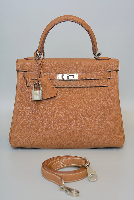 Hermes Kelly 25 in Gold Togo Phw (Brand New)
