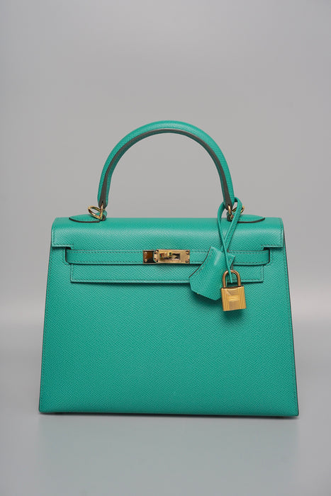 Hermes Kelly 25  in Vert Jade Ghw