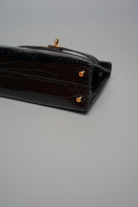 Hermes Kelly II Sellier 20 in Noir Shiny Alligator Ghw
