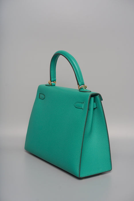Hermes Kelly 25  in Vert Jade Ghw