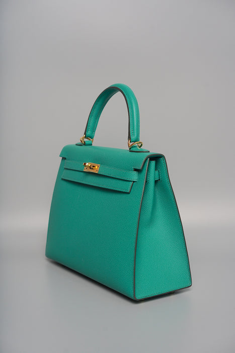 Hermes Kelly 25  in Vert Jade Ghw