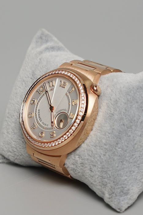 Hermes Cut Le Temps Suspendu watch, Large model, 39 mm in Rose Gold (Brand New)