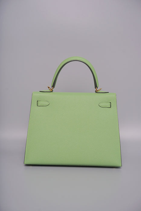 Hermes Kelly 25 in Vert Criquet Ghw