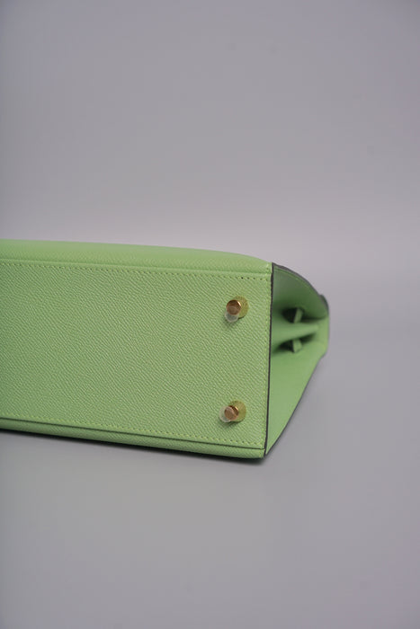 Hermes Kelly 25 in Vert Criquet Ghw