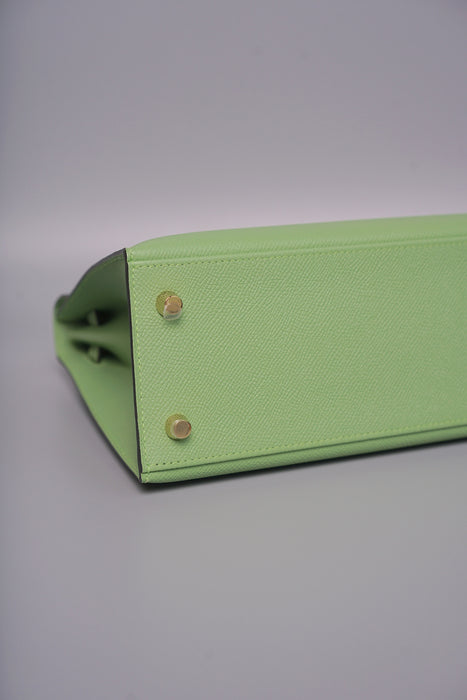 Hermes Kelly 25 in Vert Criquet Ghw