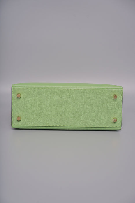 Hermes Kelly 25 in Vert Criquet Ghw