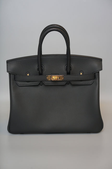 Hermes Birkin 25 Touch in Black Volupto / Lizard Ghw (Brand New)