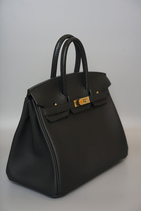 Hermes Birkin 25 Touch in Black Volupto / Lizard Ghw (Brand New)