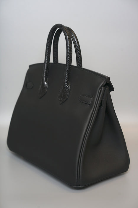 Hermes Birkin 25 Touch in Black Volupto / Lizard Ghw (Brand New)