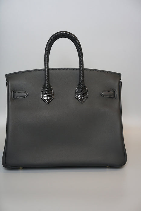 Hermes Birkin 25 Touch in Black Volupto / Lizard Ghw (Brand New)