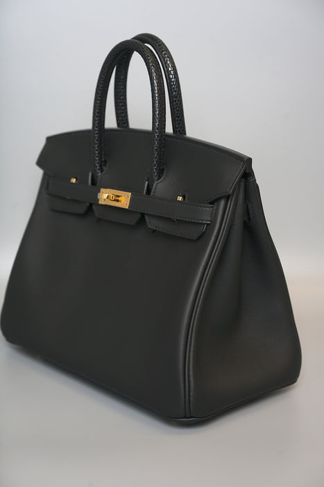 Hermes Birkin 25 Touch in Black Volupto / Lizard Ghw (Brand New)