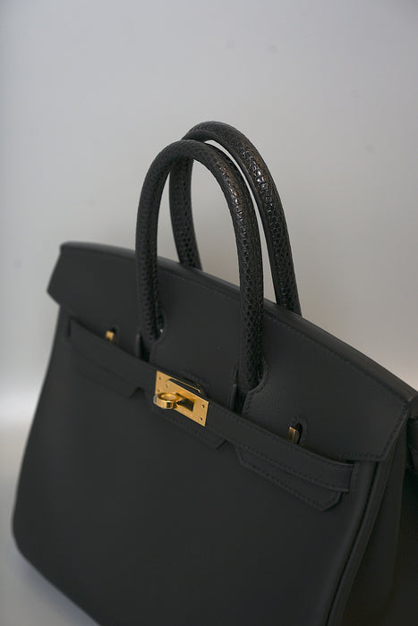 Hermes Birkin 25 Touch in Black Volupto / Lizard Ghw (Brand New)